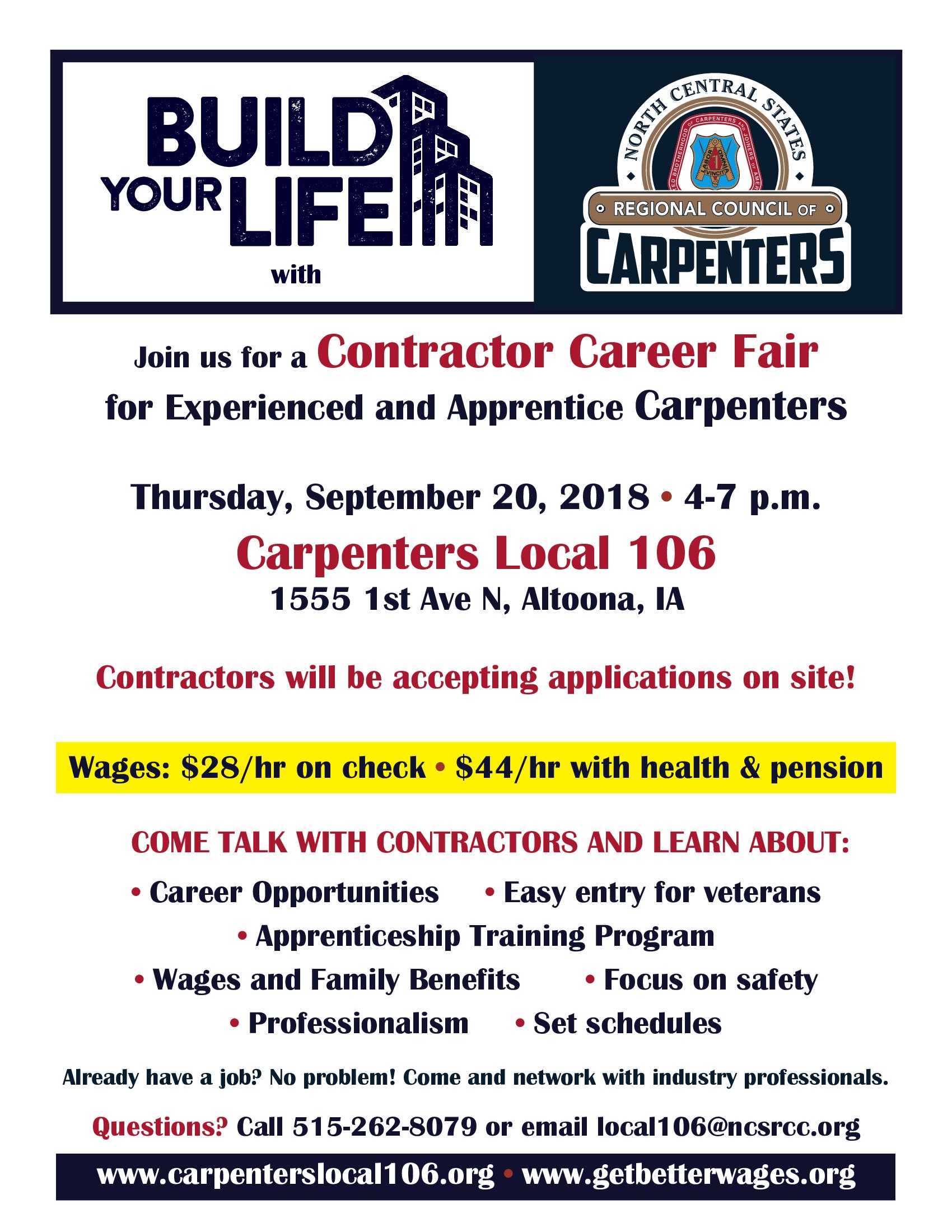 Hiring Fair Carpenter's Local Union 106 Altoona, IA Local Union